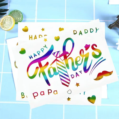 Miniatura 5 de Calcomanías de globos para el Día del Padre, calcomanías de letras Bobo Happy Gold Black Rainbow DIY Paster Home Window Adhesivo Decoración