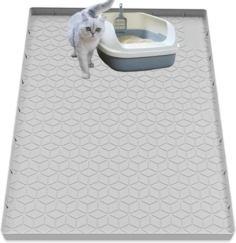 Miniatura 17 de Alfombra para Arena de Gatos, Alfombra de Silicona Grande para Caja de Arena - 28 x 22 pulgadas, Impermeable y Antideslizante, Duradero y Fácil