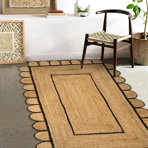 Miniatura 8 de GRUHUM Alfombra rectangular de yute de fibra natural, tejida a mano, estilo bohemio, reversible, respetuosa con el medio ambiente, trenzada, suave