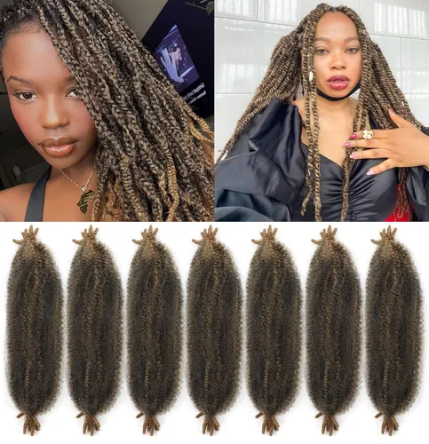 Miniatura 9 de 3 paquetes de cabello trenzado Marley Twist de 8 pulgadas, cabello afro twist elástico preseparado para rastas suaves de imitación, cabello