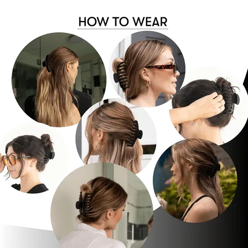 Miniatura 5 de FRAMAR - Pinzas grandes de garra para cabello grueso – Pinza grande para cabello grueso, pinzas grandes para mujeres, pinzas de garra para mujeres