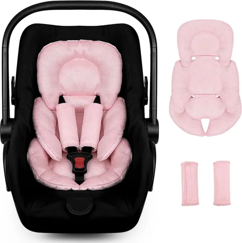 Miniatura 8 de Inserto de asiento de automóvil infantil para niñas recién nacidas, insertos de asiento de automóvil de malla de verano con almohadillas para Gris