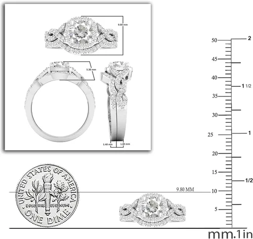 Miniatura 4 de Dazzlingrock Collection Juego de anillos de boda redondos de 0.228 in creados en laboratorio y diamantes blancos naturales para mujer