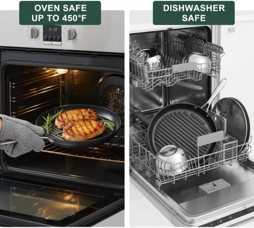 Miniatura 9 de TECHEF - Onyx Collection, sartén de 12 pulgadas para estufa, sartén antiadherente para cocina de interior, sin PFOA, aluminio resistente, fabricado