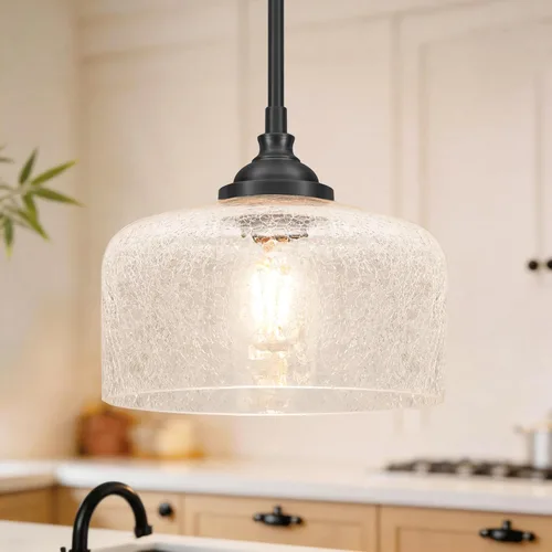 Miniatura 17 de 3 luces colgantes ajustables para isla de cocina, metal cepillado dorado y vidrio transparente, luces colgantes de latón vintage para baño, pasillo