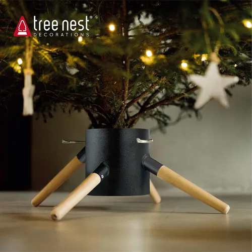 Miniatura 2 de Tree Nest Base de Soporte para Árbol de Navidad Xmas Soporte Moderno de Metal para Árbol Real de 10 pies Decoración de Árbol Xmas (Familia, Negro)