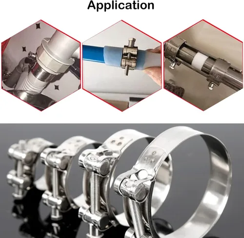 Miniatura 6 de Paquete de 4 abrazaderas de manguera con pernos en T de 1.024-1.102 in, abrazaderas de tubo intercooler de acero inoxidable 304, abrazaderas de tubo