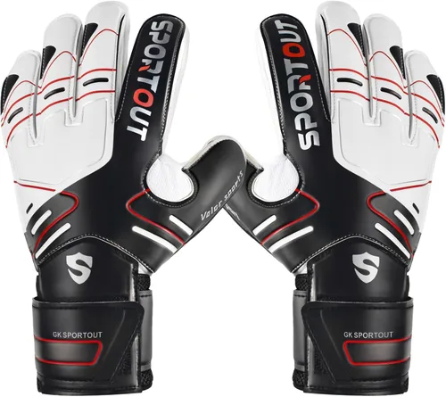 Miniatura 20 de Sportout Guantes de portero para jóvenes y adultos, agarre fuerte para las paradas más difíciles, con protección en los dedos y látex de 4+3MM