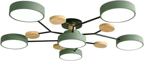 Miniatura 7 de Lámpara de techo LED regulable de 6 luces, 32 pulgadas, moderna lámpara de techo de madera de 48 W para sala de estar, dormitorio, cocina, 3000