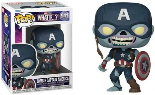 Miniatura 2 de POP Marvel: What If? - Figura de vinilo Zombie Captain America Funko Pop! (incluye funda protectora compatible con caja Pop Box), multicolor, 3.75