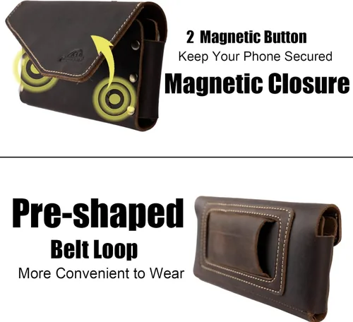 Miniatura 5 de Topstache Funda de cuero para iPhone 17/16/15 Pro Max, Galaxy S25/S24 Ultra - Funda para teléfono celular con trabilla para cinturón - Funda