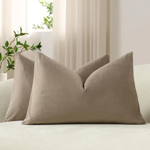 Miniatura 21 de Dezene - 2 fundas decorativas de terciopelo para almohada Hielo de vainilla
