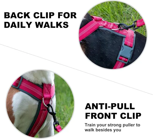 Miniatura 4 de Arnés para perro Plutus Pet sin tirón, arnés ajustable de nylon con acolchado suave, arnés para perro reflectante y resistente para perros pequeños