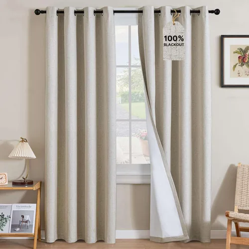Miniatura 17 de H.VERSAILTEX Cortinas opacas de lino de 72 pulgadas de largo, 100% absolutamente opacas, con aislamiento térmico, con textura de lino, cortinas