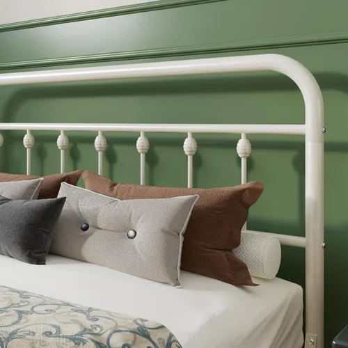 Miniatura 4 de SHA CERLIN Estructura de Cama de Plataforma de Metal Tamaño Queen con Cabecera y Pie de Cama de Hierro Forjado Estilo Victoriano, Fácil Montaje