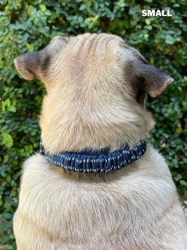 Miniatura 6 de Tuff Pupper Collar de perro resistente con asa Collar de nailon balístico resistente Collar de perro acolchado reflectante con hardware Azul