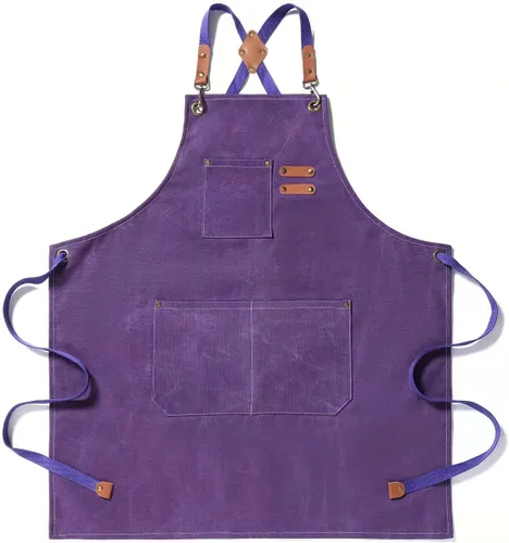 Miniatura 10 de Tosewever - Delantal de lona con espalda cruzada de chef de algodón para hombres y mujeres con bolsillos grandes