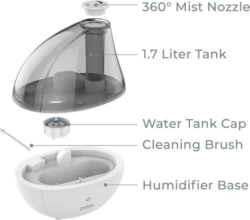 Miniatura 7 de MistAire humidificador ultrasónico de vapor frío. Unidad humidificadora premium con funcionamiento silencioso y función de luz nocturna