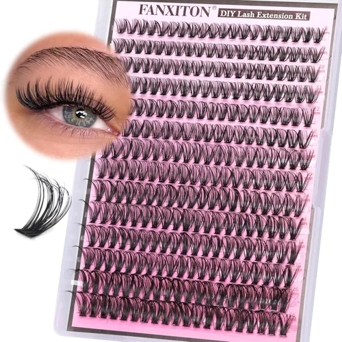Miniatura 23 de Kit de pestañas en racimo, 280 racimos con cepillo, extensiones rizadas en D, con volumen, 23/64 a 40/64 pulgadas, 40D+50D, pestañas individuales
