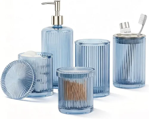 Miniatura 15 de Accesorios de baño verdes 5 piezas con bote de basura (negro, 5 imágenes)