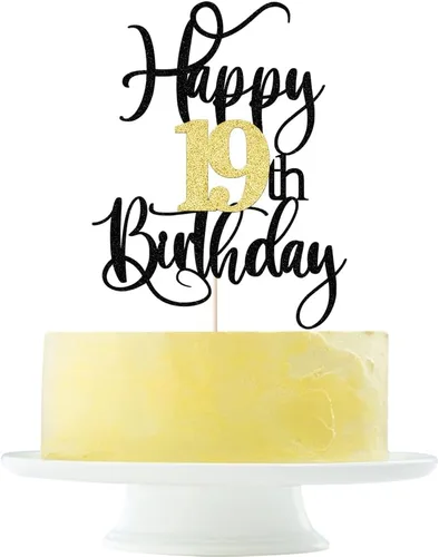 Miniatura 12 de Decoración para pastel de cumpleaños número 13 con destellos negros y dorados para tartas de 13 años, decoración para pastel de 13 años, decoración