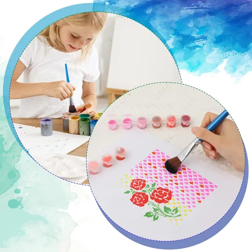 Miniatura 6 de 6 pinceles para fregona para pintura acrílica, pincel ovalado de 1 pulgada con mango de madera para acrílico, acuarela, arte facial y corporal