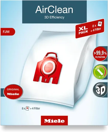 Miniatura 10 de Bolsa para aspiradora Miele AirClean con eficiencia 3D, tipo FJM, 4 bolsas y 2 filtros, blanca