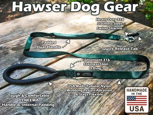 Miniatura 5 de Correa de perro resistente de 6 pies – Broche de liberación rápida, mango Dyneema, impermeable, 316 inoxidable, hecho a mano en Estados Unidos Negro