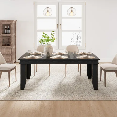 Miniatura 26 de GarveeHome Mesa de comedor de granja para 6-8 personas, mesas de cocina de 71 pulgadas de largo con marco resistente de madera, mesa rectangular