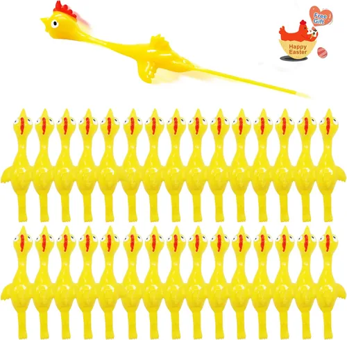 Miniatura 17 de Slingshot Pollo de goma Pollo Flick Pollo Volador Flingers Stress Gag Toys Stress Gag Toys, tirachinas de pollo de goma, divertidos rellenos