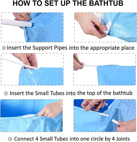 Miniatura 7 de Bañera de plástico portátil, 28 x 28 pulgadas, bañera de baño de hielo no inflable, bañera de hidromasaje plegable para adultos, espuma térmica