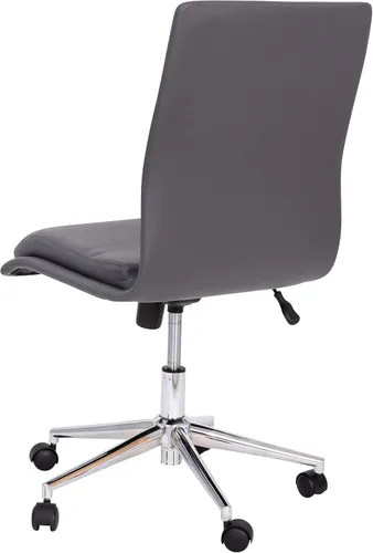 Miniatura 8 de Flash Furniture Madigan Task - Silla de oficina – Lujosa tapicería de cuero negro – Respaldo medio acolchado y asiento – Base cromada ajustable