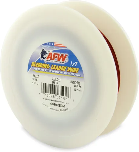 Miniatura 16 de Alambre de pesca americano líder sangrante rojo sangre nylon recubierto 1x7 alambre líder de acero inoxidable