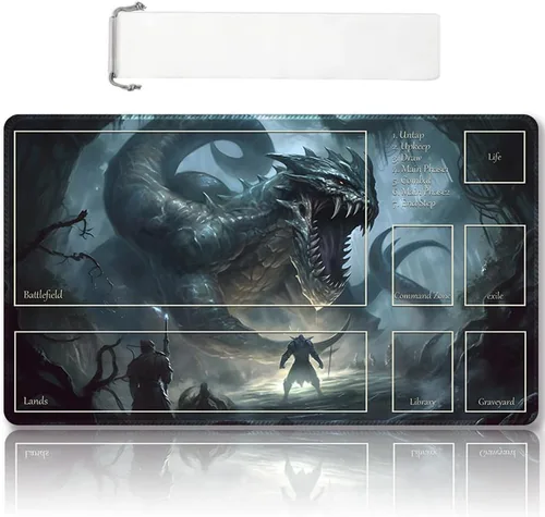 Miniatura 22 de Tapete de juego MTG cosido de alta calidad con zonas y parte trasera de goma antideslizante, tapete de juego TCG para MTG y otros juegos de cartas