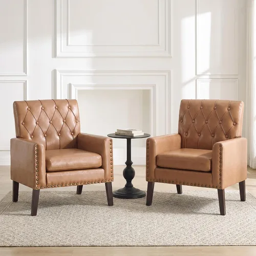 Miniatura 19 de Sillas decorativas modernas de mediados de siglo, silla de oficina de felpilla beige para recepción, silla de club tapizada para sala de estar