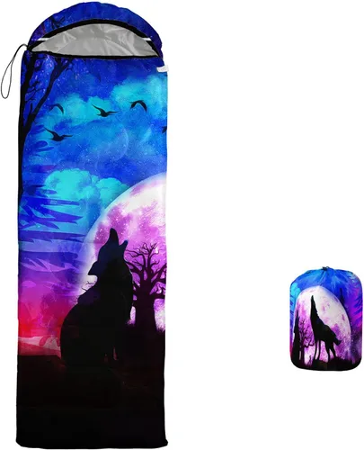 Miniatura 15 de Galaxy Wolf Camping Sleeping Bags Warm & Cool Weather Waterproof Backpacking Blue Purple Starry Sky Sleeping Bag All Seasons Camping, for Adult Kids