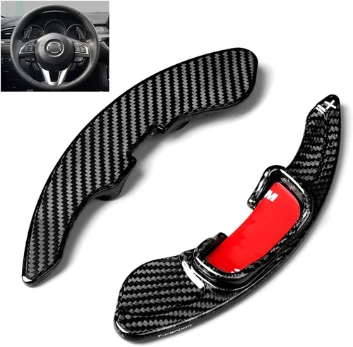SANRILY Extensión de palanca de cambios de paleta de fibra de carbono para Mazda 6 3 CX3 CX5 CX9 MX5 2017-UP Paleta de cambio de paleta de cambio de