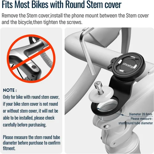 Miniatura 4 de Soporte de teléfono para bicicleta, soporte para teléfono celular con vástago de bicicleta de montaña, abrazadera universal de aluminio para 【2ª
