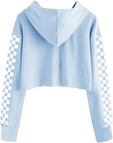 Miniatura 2 de Imily Bela - Sudadera corta con capucha, con bonitos cuadros, manga larga, a la moda, para niña