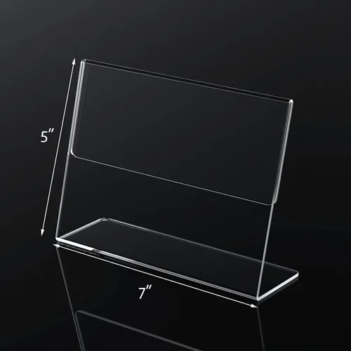 Miniatura 3 de NIUBEE Soporte de acrílico inclinado para letreros de 7 x 5 pulgadas, soporte de plástico transparente para mesa, para oficina, tienda, restaurante