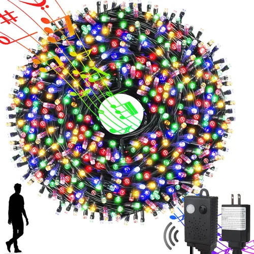 Miniatura 26 de MZD8391 300 luces LED rojas y verdes de 105 pies, luces de Navidad para interiores y exteriores, luces de árbol de Navidad, decoraciones de fiesta