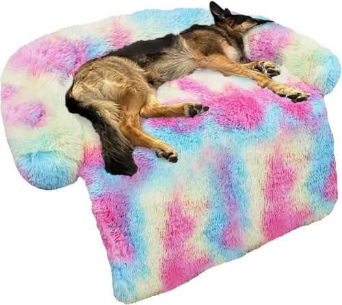 Miniatura 25 de Cama calmante para perro, tapete de felpa esponjoso para perros con protector de muebles con funda extraíble lavable para perros y gatos grandes