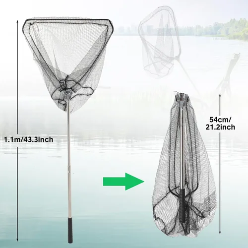 Miniatura 2 de JaGely 5 accesorios de red de pesca que incluyen red de aterrizaje de pesca con asa, red de fundición plegable portátil de 26 x 13 pulgadas, 8