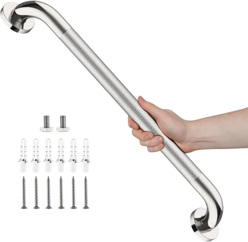 Miniatura 27 de Barra de agarre de ducha de níquel cepillado con agarre moleteado antideslizante de 36 pulgadas, barras de agarre de baño de acero inoxidable, barra