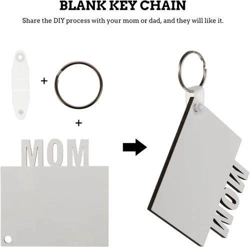 Miniatura 3 de 8 llaveros en blanco de sublimación de transferencia de calor, llavero impreso de doble cara MDF DIY llavero en blanco con llaveros para mamá papá