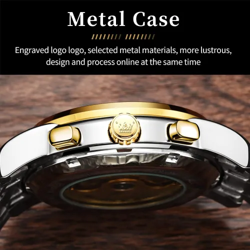 Miniatura 5 de OLEVS Relojes automáticos para hombre, de lujo, de cuerda automática, reloj de pulsera mecánico, de acero inoxidable, impermeable, luminoso, fecha