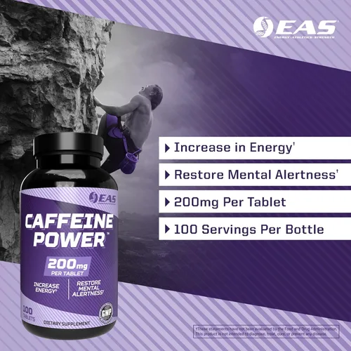 Miniatura 3 de EAS Caffeine Power 200mg Suplemento de píldoras de cafeína Aumenta la energía y restaura el estado de alerta mental Sin gluten, sin OMG, apto