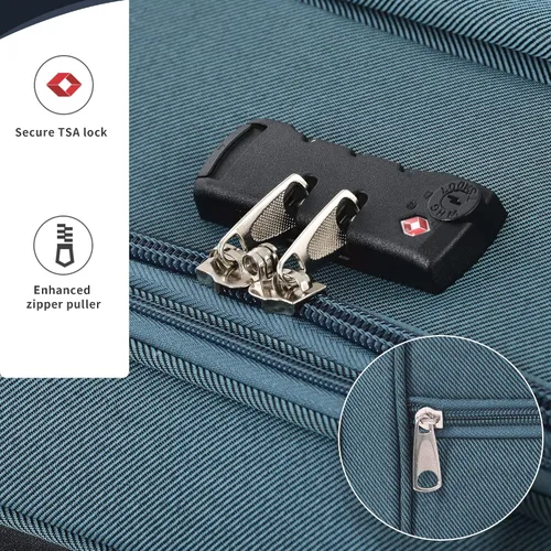 Miniatura 121 de Merax Juegos de equipaje de mano en maleta aprobada por aerolíneas, estuche rígido con ruedas giratorias expandibles, Negro
