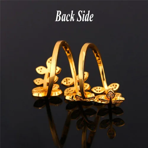 Miniatura 6 de U7 Statement Rings Cocktail Party Jewelry Platinum or 18K Gold Plated Adjustable Clear CZ Long Leaf Ring for Men Women