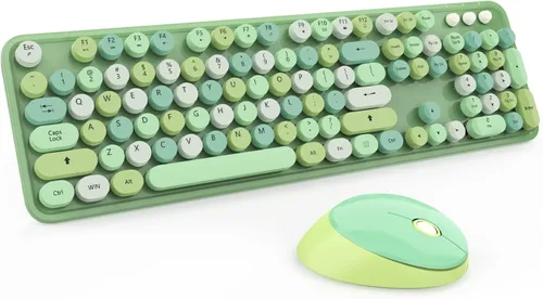 Miniatura 12 de Combo de teclado y mouse inalámbricos colorido - Teclado inalámbrico de 104 teclas con almohadilla numérica para PC Windows, portátil, laptop